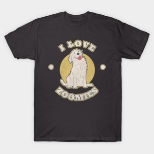 I love zoomies dog pet puppy pup typography logo | Morcaworks T-Shirt